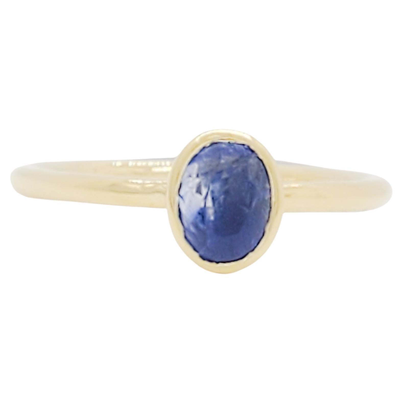 GRS Unheated Kashmir Blue Sapphire Solitaire Ring in 18k Yellow Gold For Sale