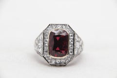 GRS 'Vivid Red' 5.28 Carat Burmese No Heat Spinal and Diamond Ring in 18k Gold