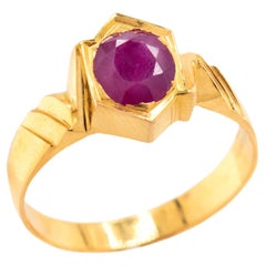 GRT JEWELS Estate Indian 22k Ruby Ring