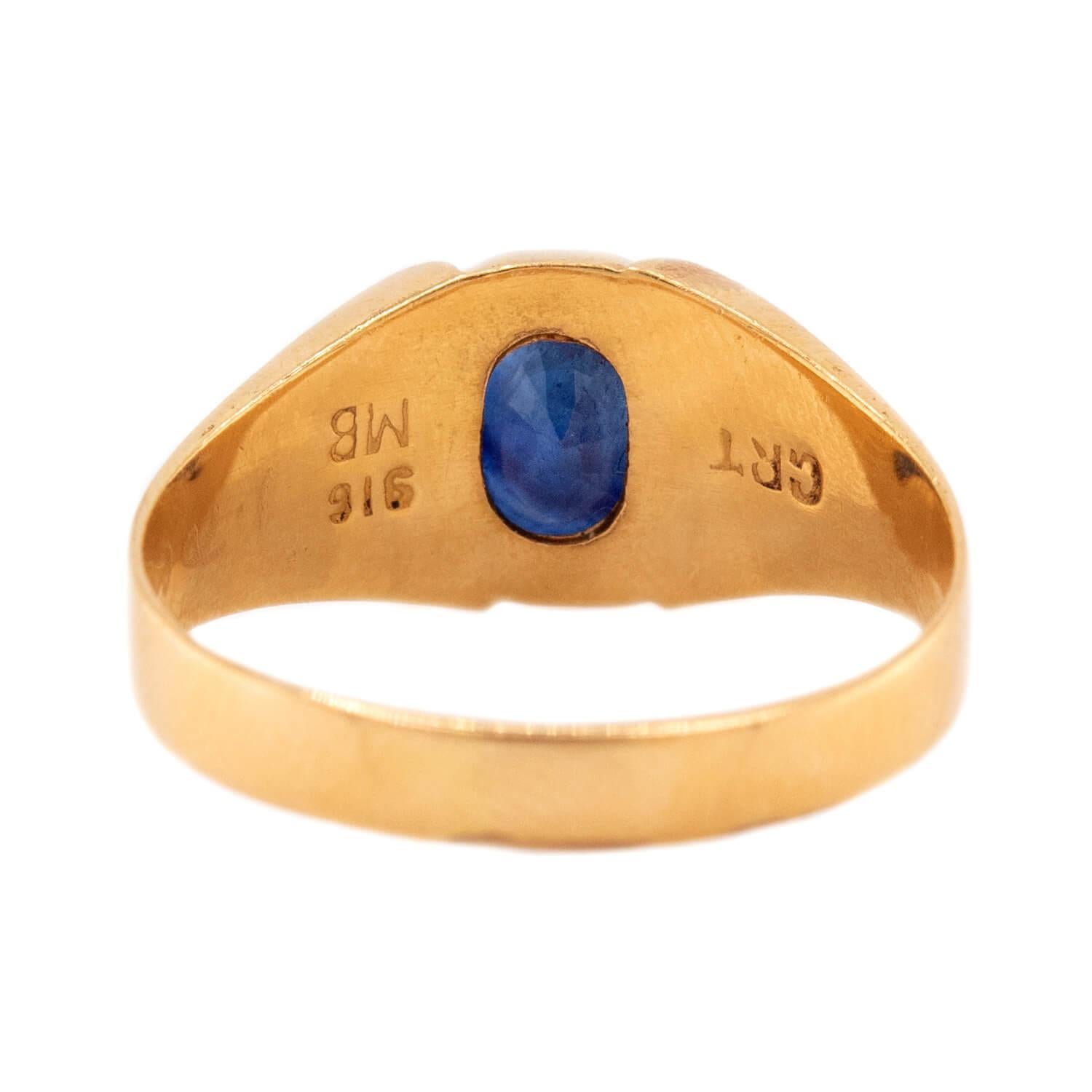 GRT JEWELS Estate Indischer 22k Saphir Ring im Zustand „Gut“ im Angebot in Narberth, PA