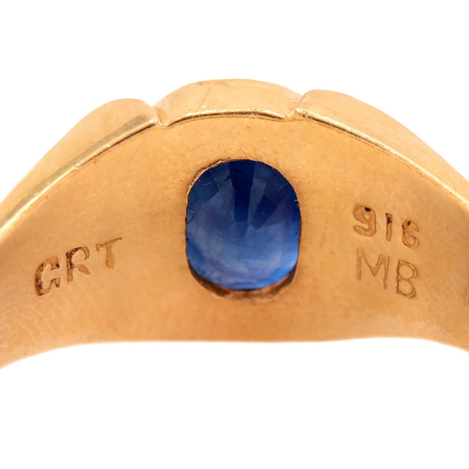 GRT JEWELS Estate Indischer 22k Saphir Ring Damen im Angebot