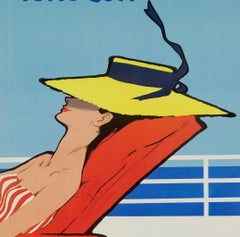 Gruau, Original Vintage Poster, Relax, Chargeurs Reunis, Boat, Ship, Woman 1954