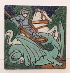 Grueby Faience St George and the Dragon Tile