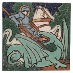 Grueby Faience St George and the Dragon Tile