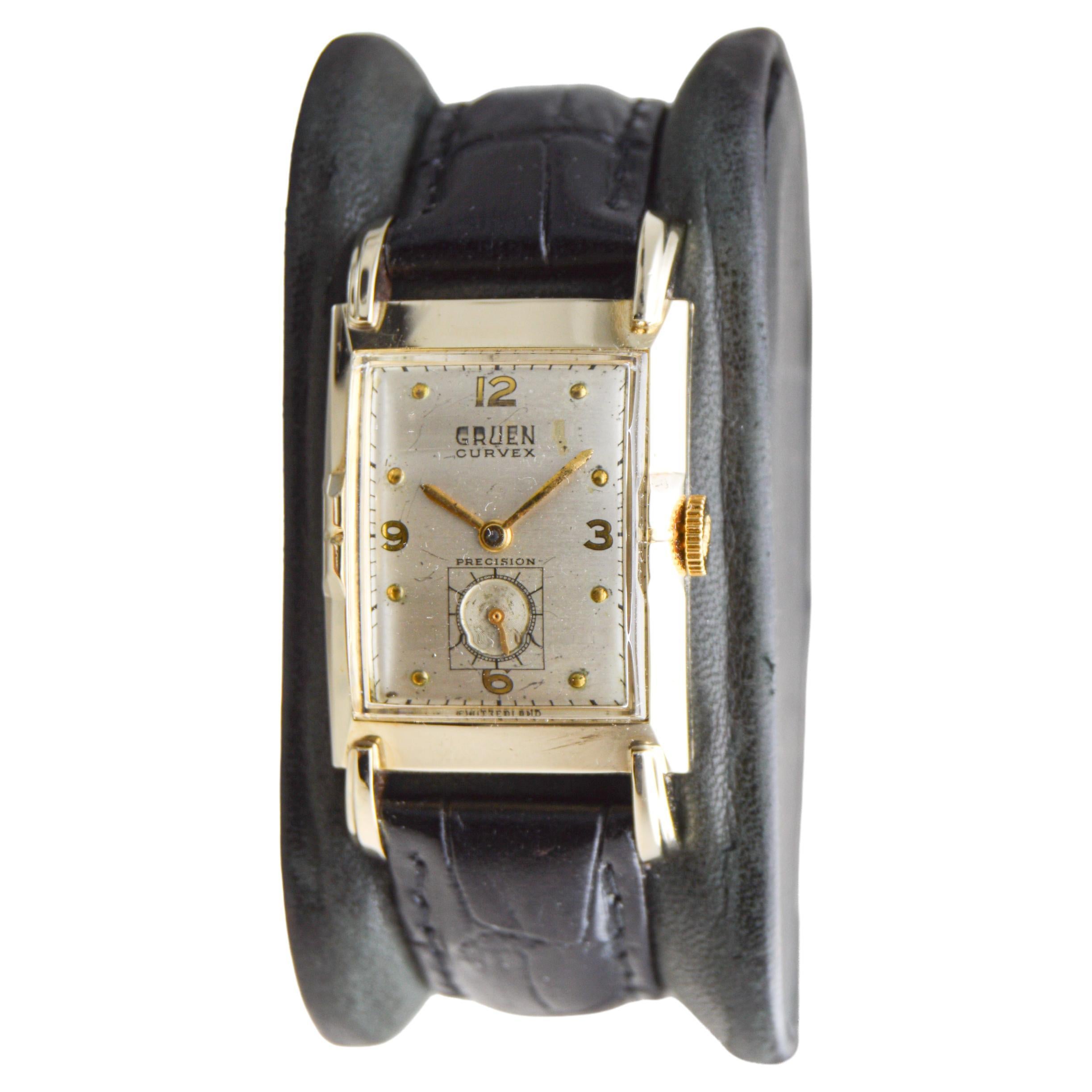 Gruen 10k Gold Filled Art Deco Watch In Excellent Condition For Sale In Long Beach, CA