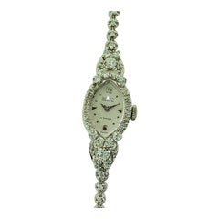 Gruen 14 Karat White Gold Ladies Art Deco Watch with Original Bracelet