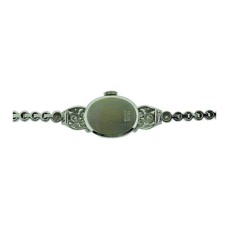Gruen 14 Karat White Gold Ladies Art Deco Watch with Original Bracelet 1