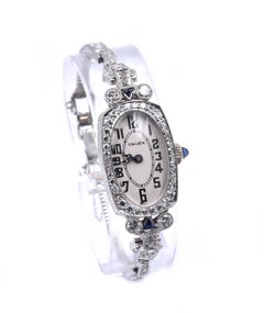 Gruen 14 Karat White Gold Ladies Vintage Diamond Watch