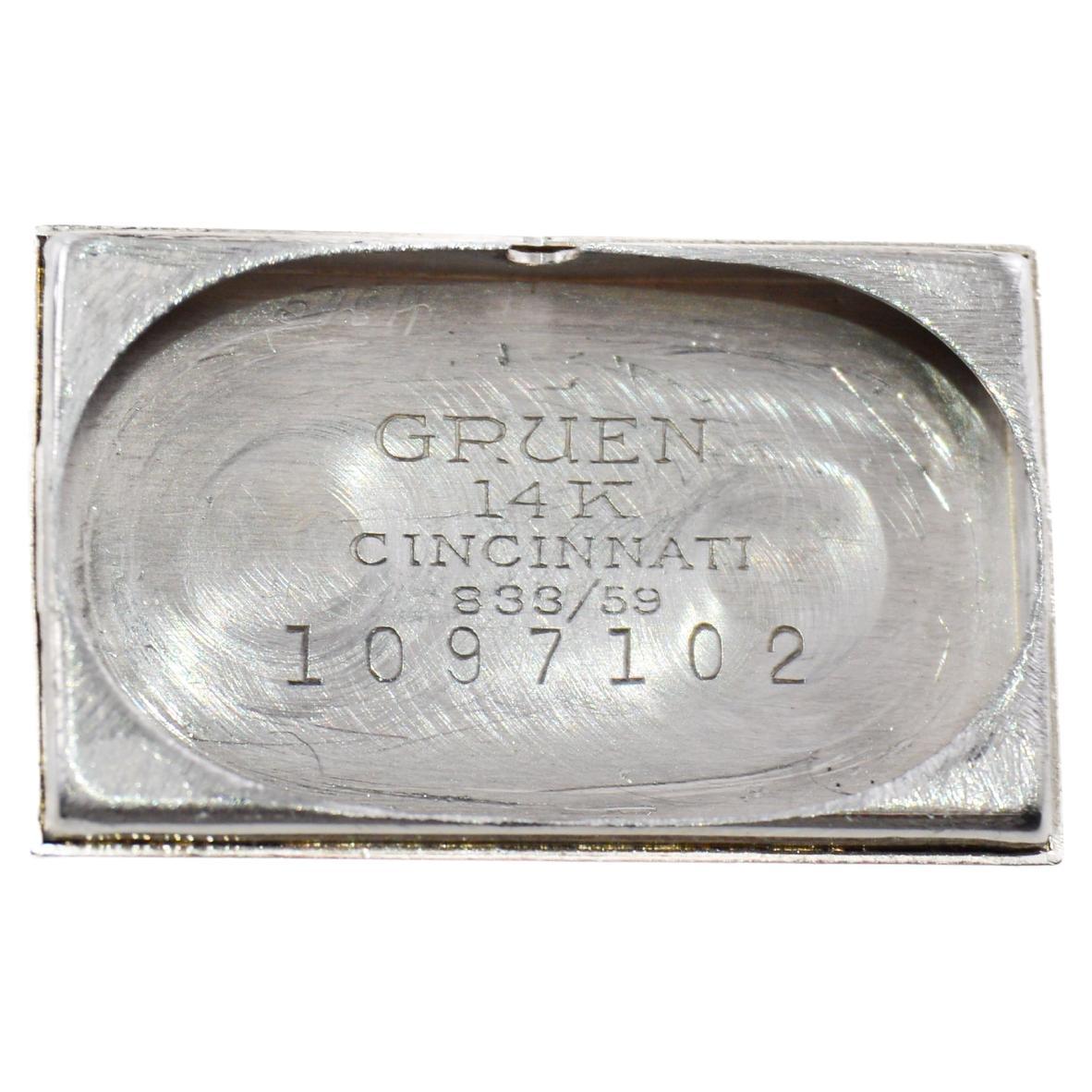 Gruen 14Kt Art Deco Damenuhr mit Original Zifferblatt und Kiln-Feuer-Emaille-Etui  im Angebot 3