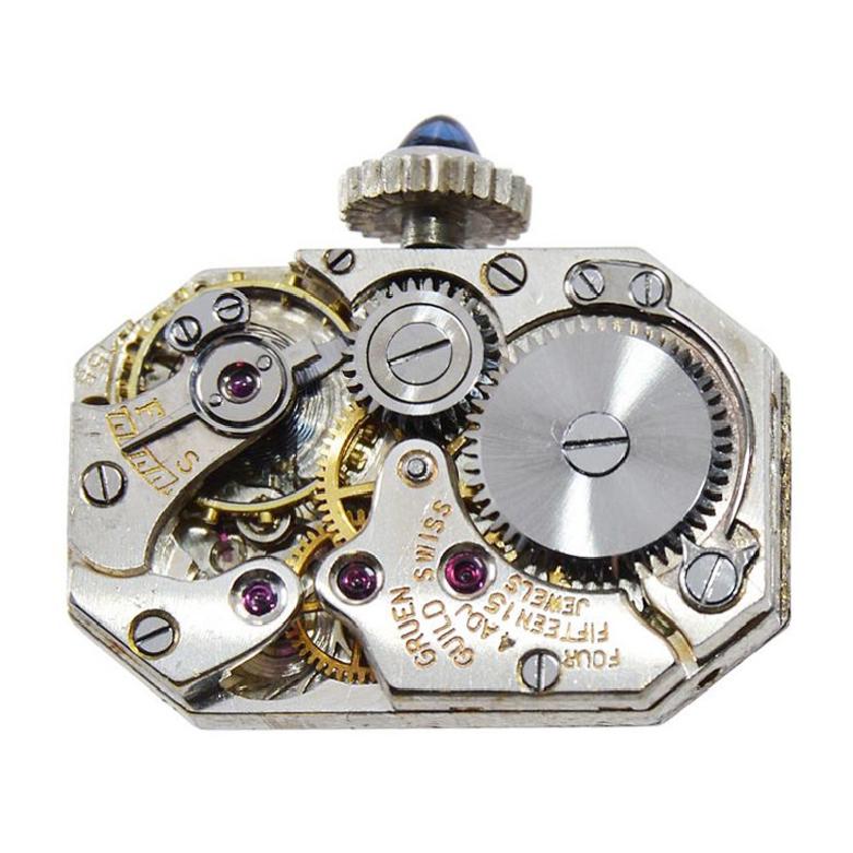 Gruen 14Kt. Art Deco Damenarmbanduhr vollständig handgefertigt aus dem Jahr 1927 11