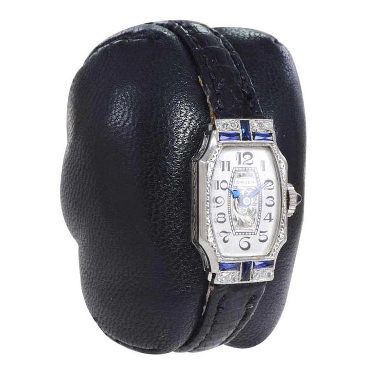 Gruen 14Kt. Art Deco Damenarmbanduhr vollständig handgefertigt aus dem Jahr 1927 1