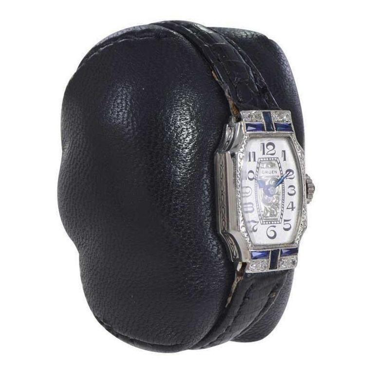 Gruen 14Kt. Art Deco Damenarmbanduhr vollständig handgefertigt aus dem Jahr 1927 2