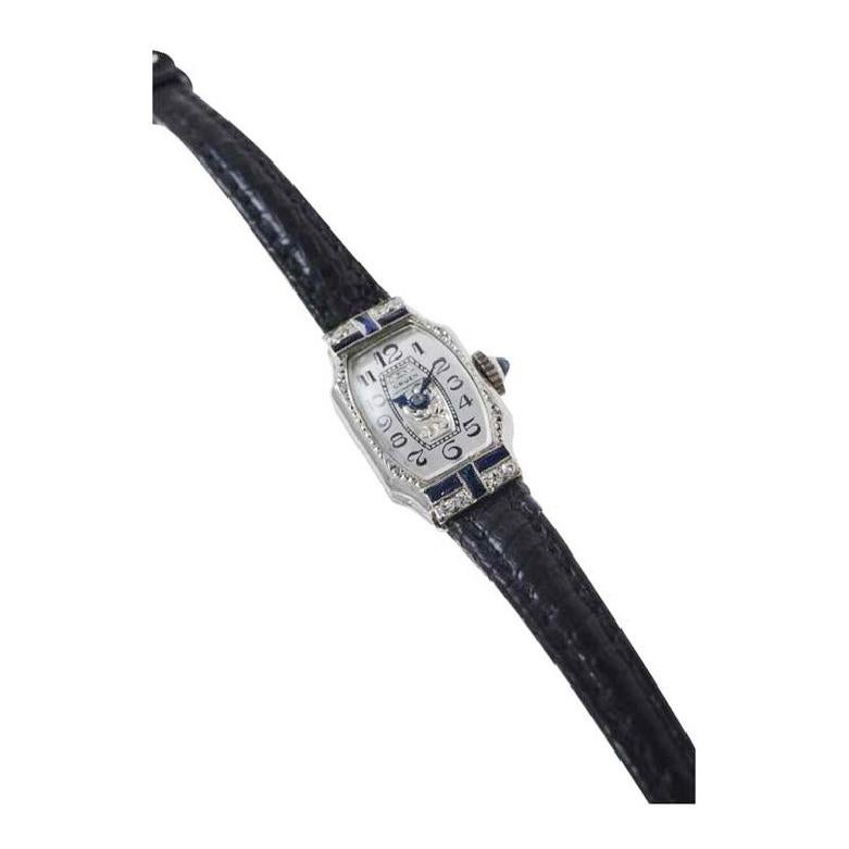 Gruen 14Kt. Art Deco Damenarmbanduhr vollständig handgefertigt aus dem Jahr 1927 5