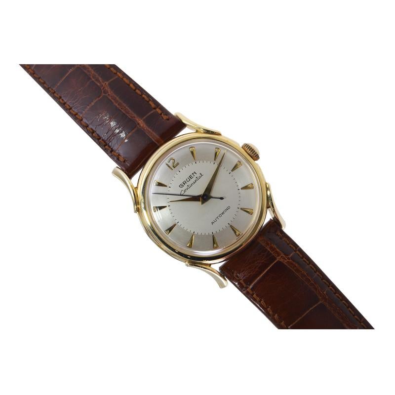 Gruen 14Kt. Solid Gold Art Deco Original Dial Automatic Watch, circa 1940's 3