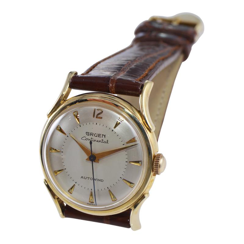 Gruen 14Kt. Solid Gold Art Deco Original Dial Automatic Watch, circa 1940's 2