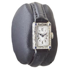 Gruen 14Kt White Gold Art Deco Watch with Hand Made Dial by Stern Freres 1920's