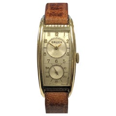 Gruen 1940s Tonneau Fall Duo Zifferblatt Ärzte mechanische Armbanduhr