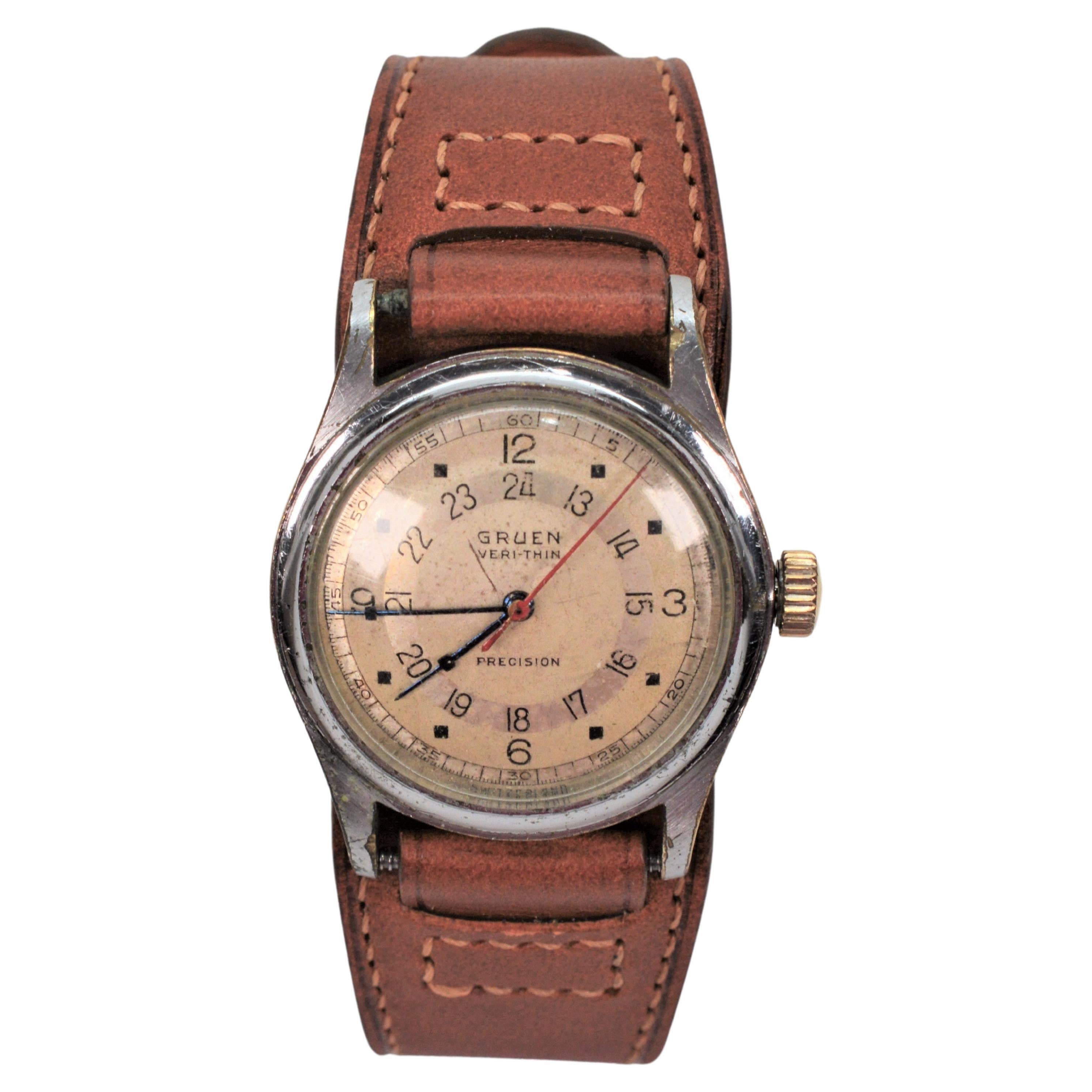 Gruen 420SS Veri Thin Pan American Wrist Watch 