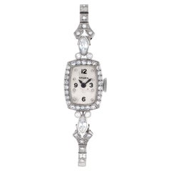 Vintage Gruen Classic 111 Platinum Silver Dial Manual Watch, 2 Carats of Diamonds