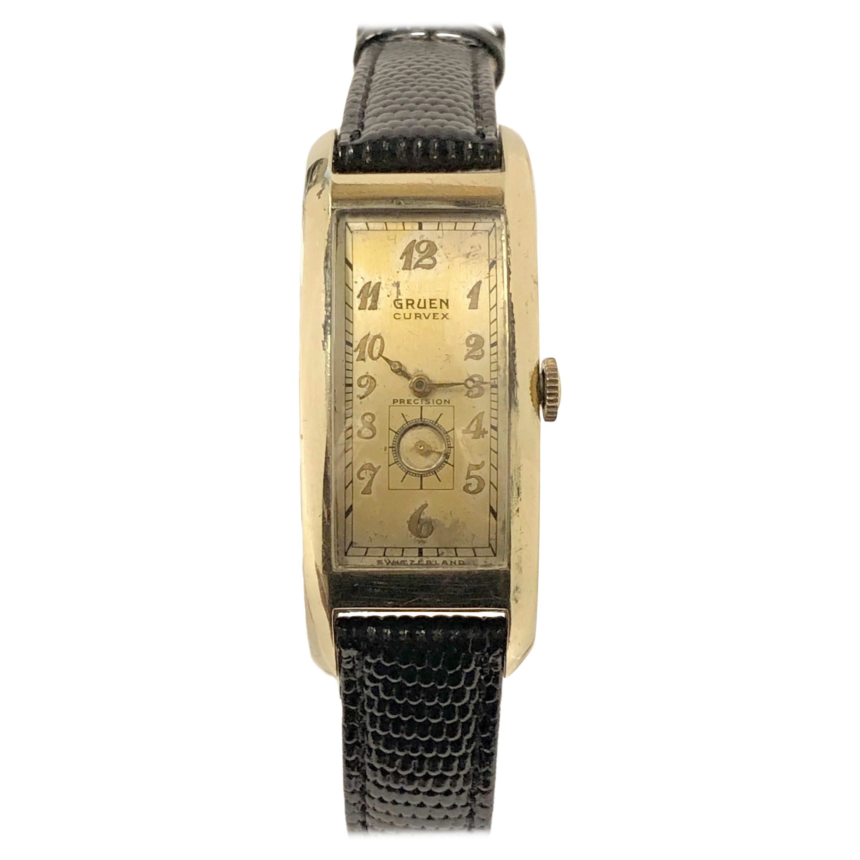 Gruen Curvex Majesty Orologio da polso meccanico riempito d'oro giallo in vendita