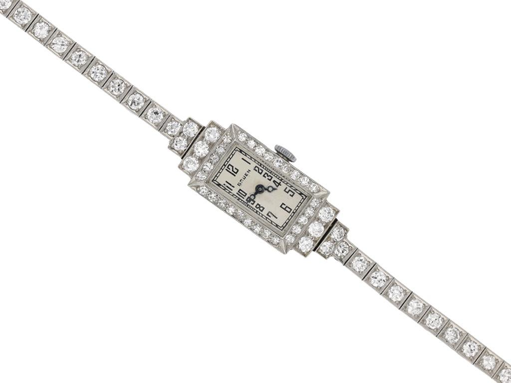 Gruen diamond set wrist watch, American, circa 1935. For Sale