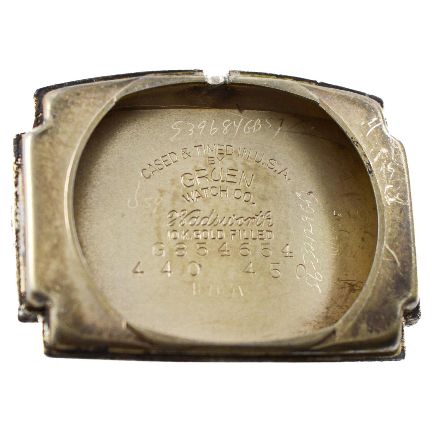 Gruen Gold gefüllt Art Deco Curvex Stil Uhr mit Original-Zifferblatt circa 1940's im Angebot 6