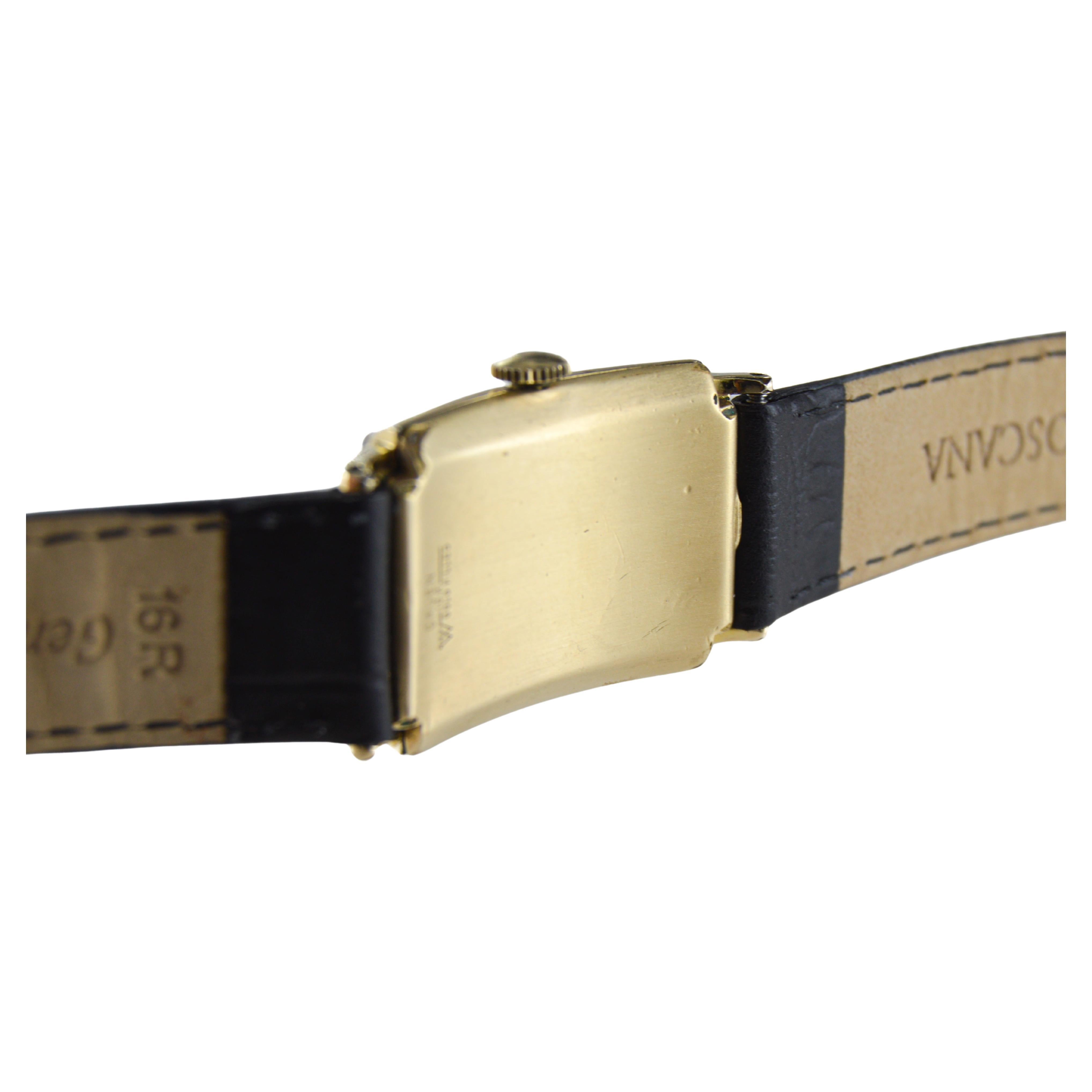 Gruen Gold Filled Art Deco Curvex Watch with Diamond Dial 1940's For Sale 3
