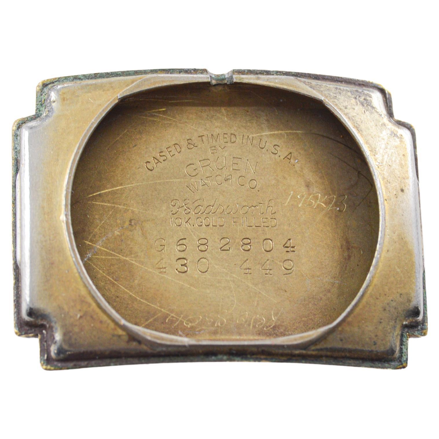 Gruen Gold gefüllt Art Deco Curvex Uhr mit Diamant-Zifferblatt 1940er Jahre im Angebot 5