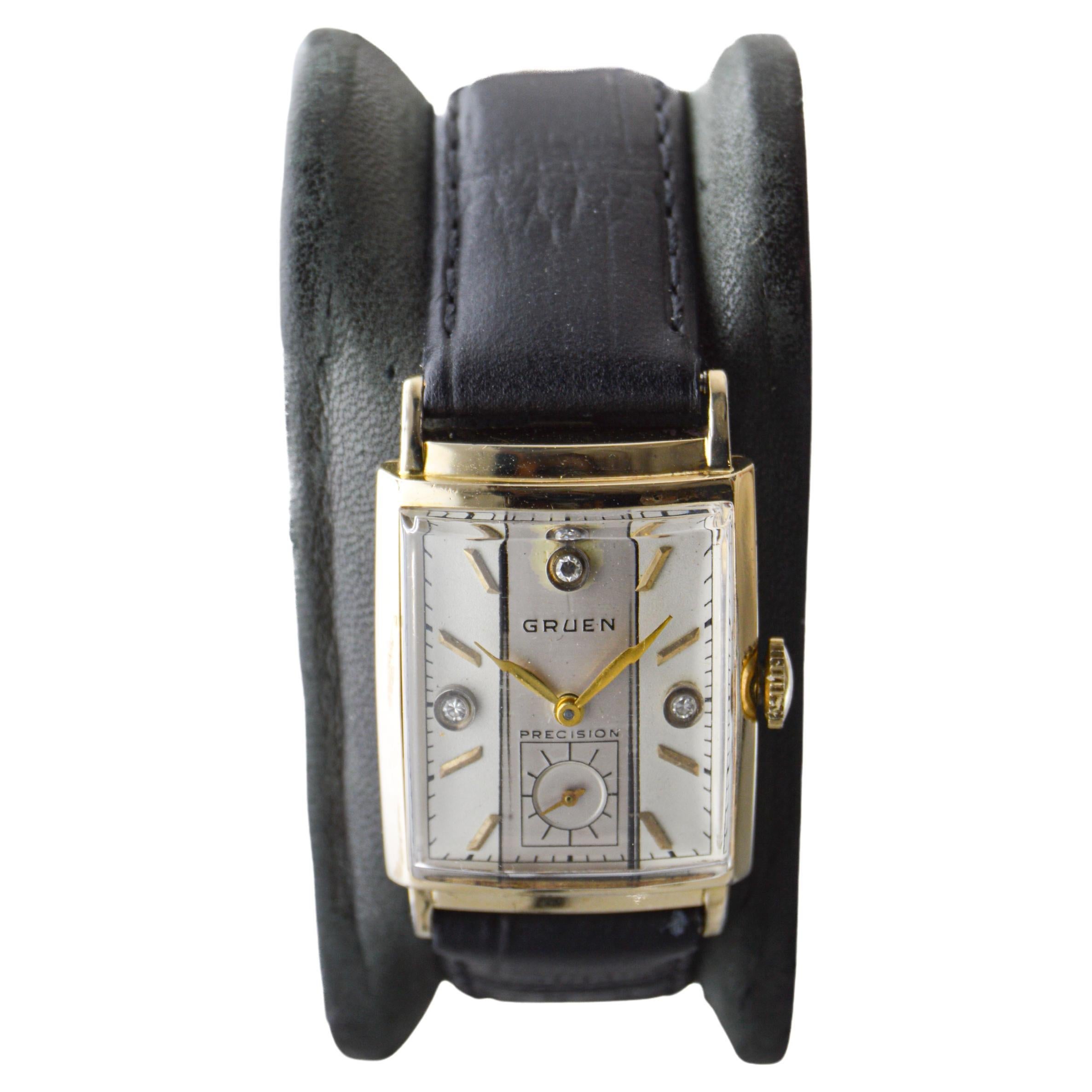 gruen curvex precision 14k gold watch