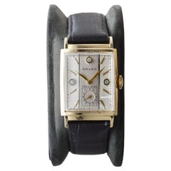 Gruen Gold Filled Art Deco Curvex Watch with Diamond Dial 1940's