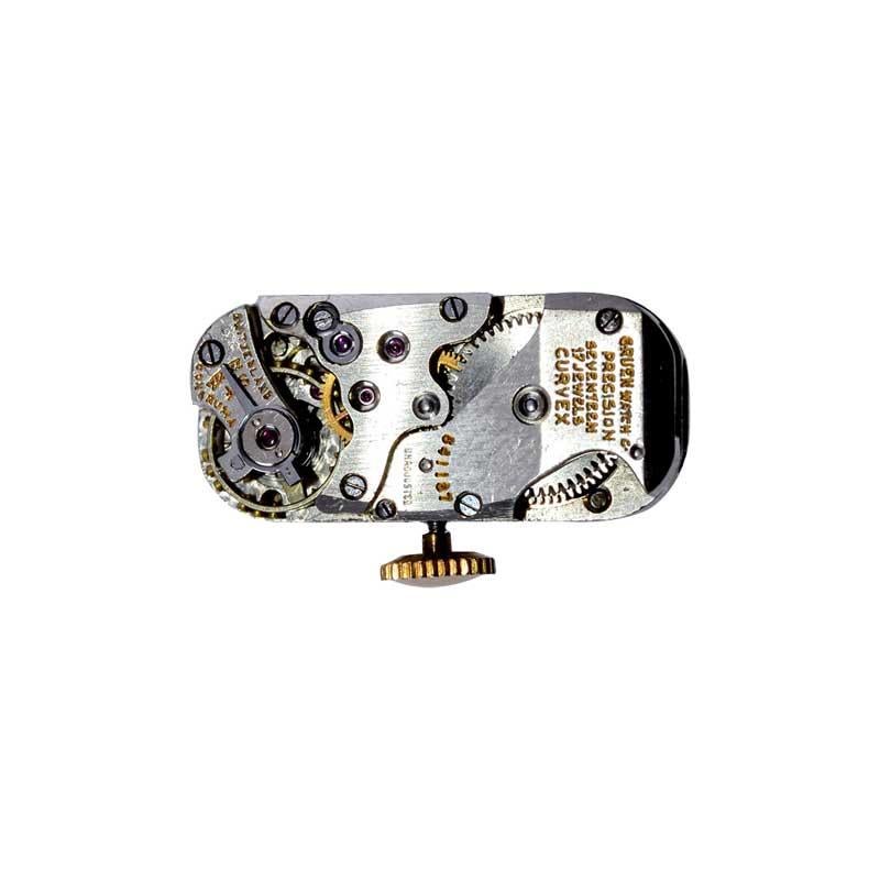 Gruen Bracelet art déco pour femme en forme de courbe, rempli d'or, d'époque, 1937 7