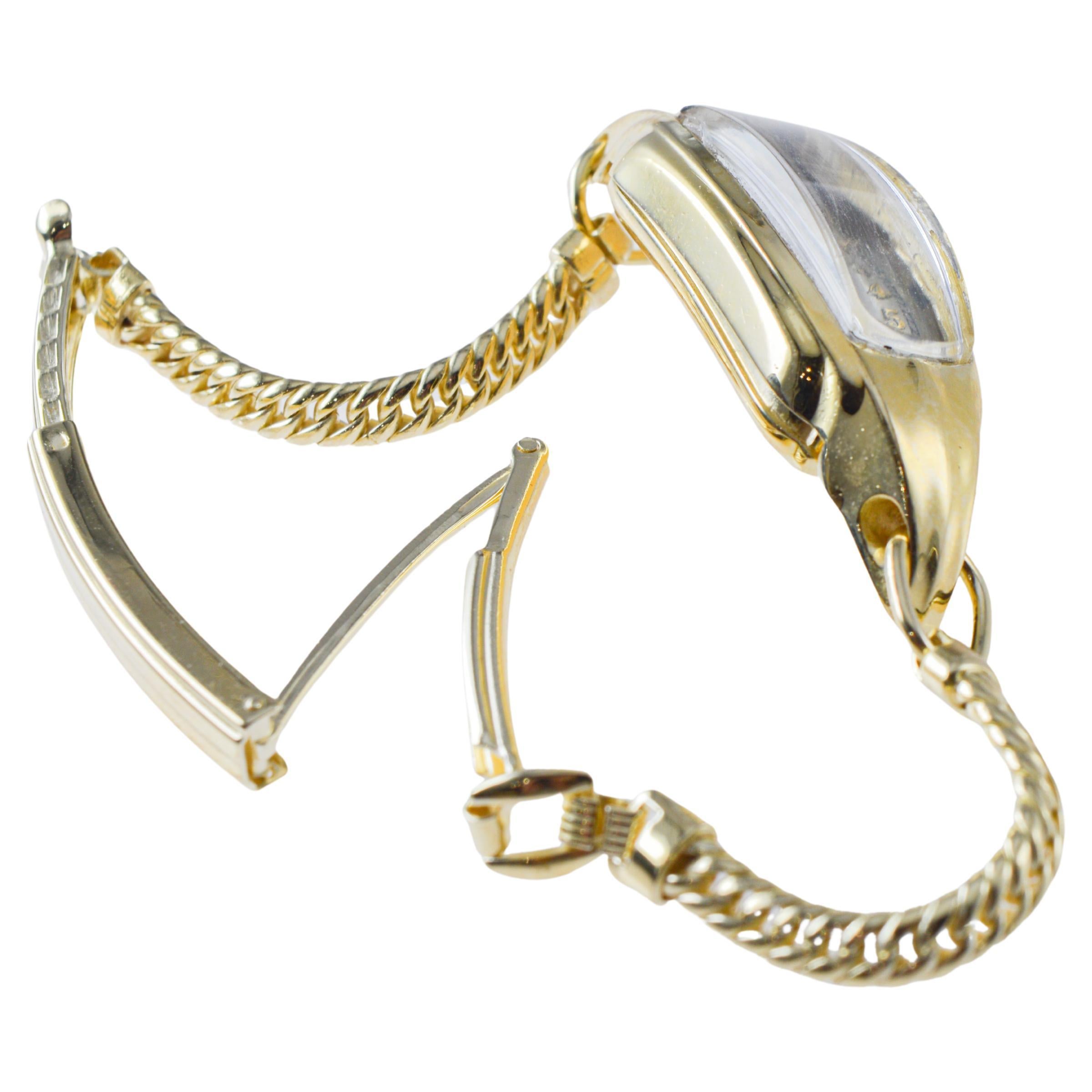 Gruen Gold Filled Art Deco Ladies Curvex with Original Period Bracelet 1937 For Sale 3