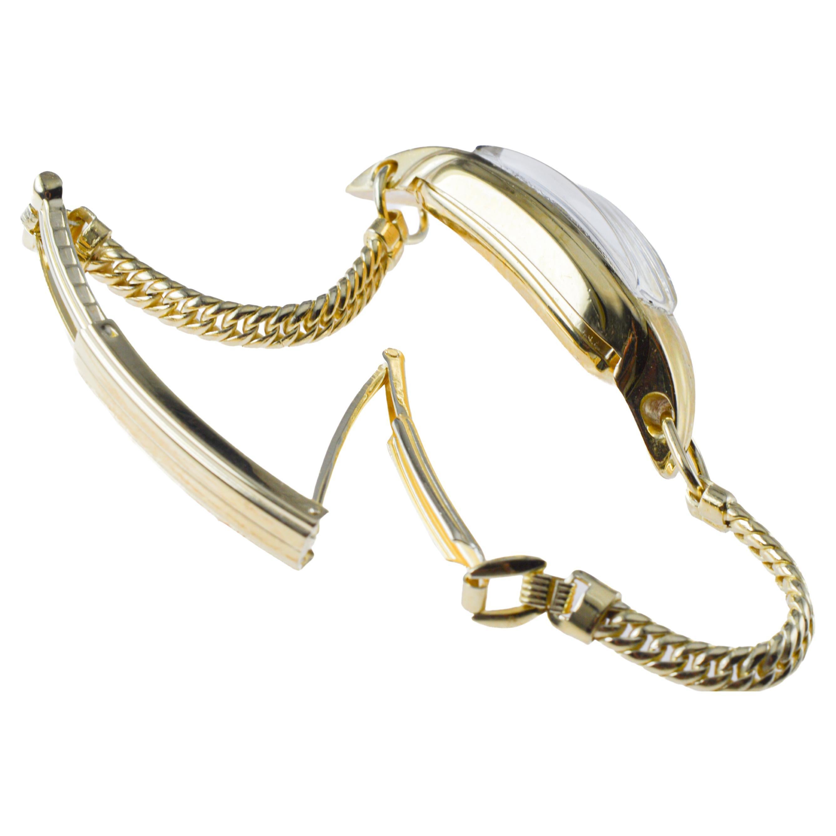 Gruen Gold Filled Art Deco Ladies Curvex with Original Period Bracelet 1937 For Sale 4