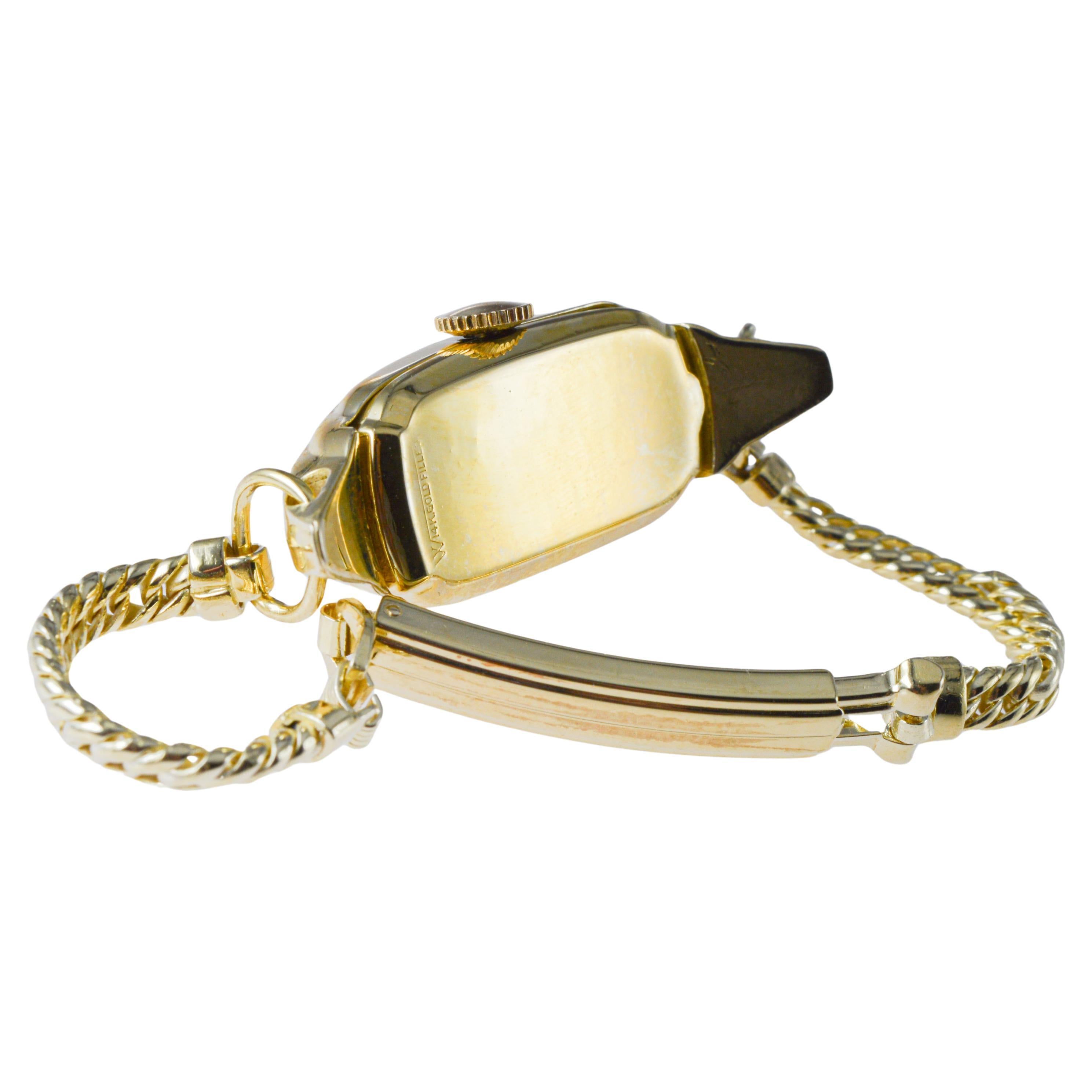 Gruen Gold Filled Art Deco Ladies Curvex with Original Period Bracelet 1937 For Sale 5