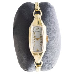 Gruen Gold Filled Art Deco Ladies Curvex con pulsera original de época 1937