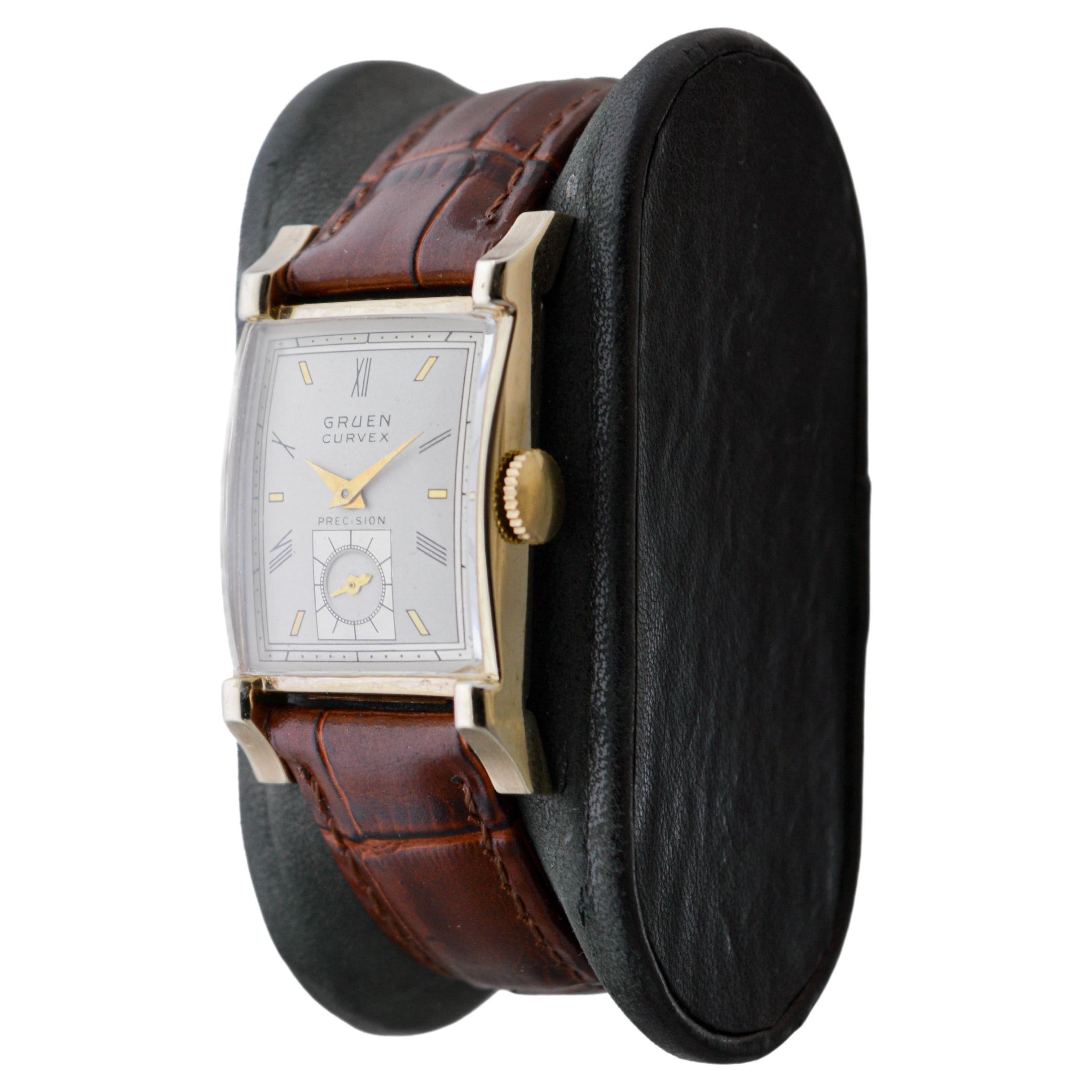 gruen curvex precision 14k gold watch