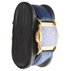 Gruen Gold-Filled Art Deco Tank Watch with Custom Blue Dial