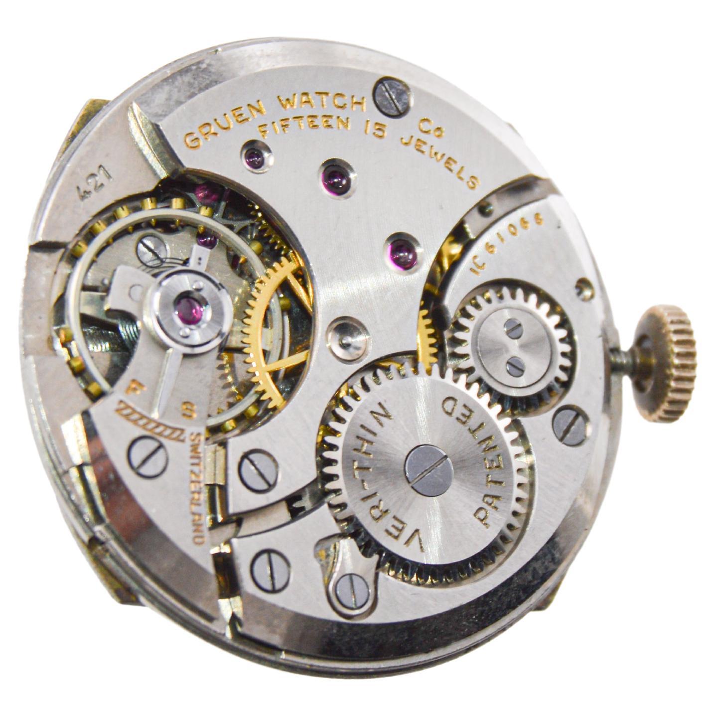 Gruen Gold Filled Art Deco Tortue Shaped Watch circa, 1940's with Original Dial 3