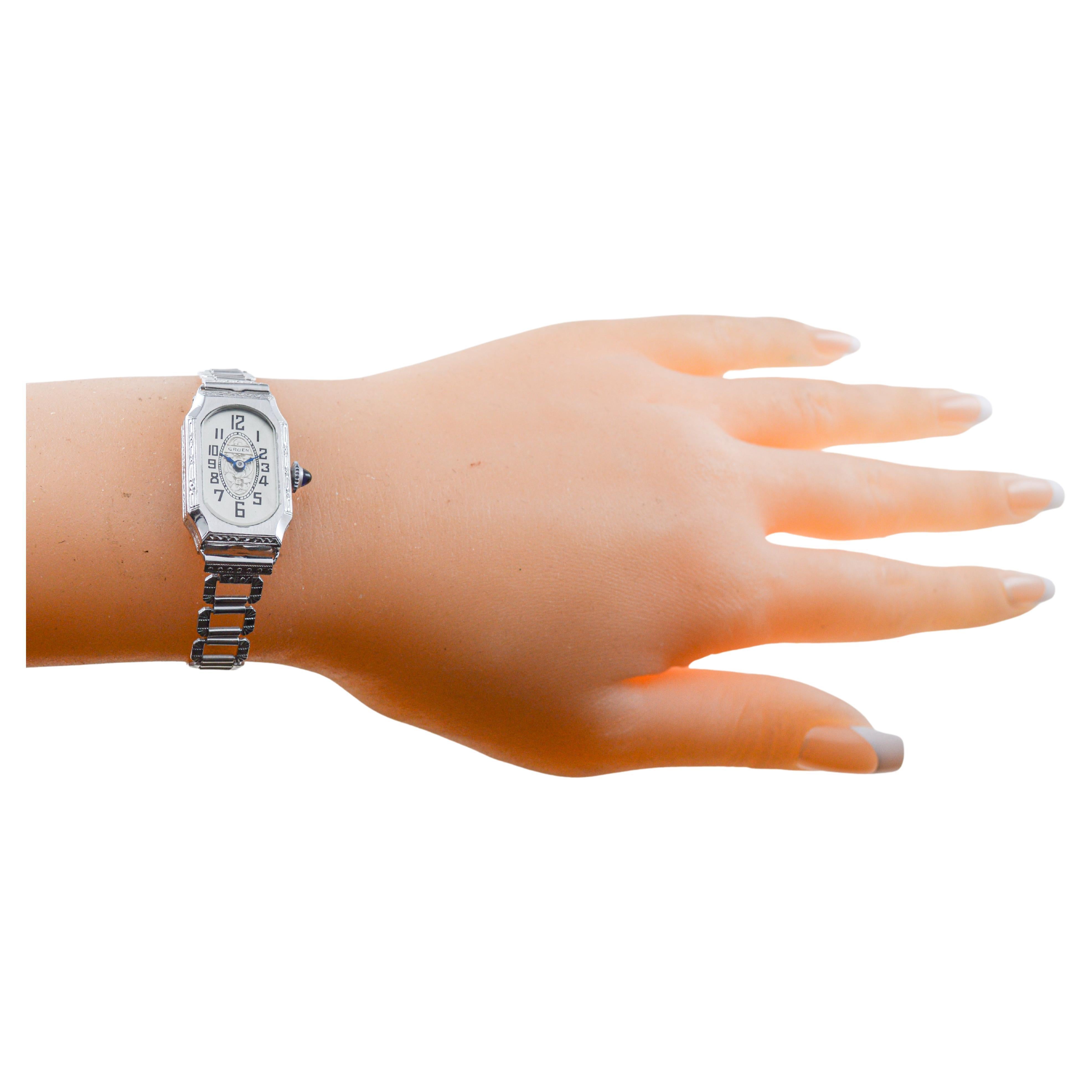 Gruen Goldgefüllte Damen-Art-déco-Uhr mit Original Zifferblatt und Armband 1930er Jahre im Angebot 6