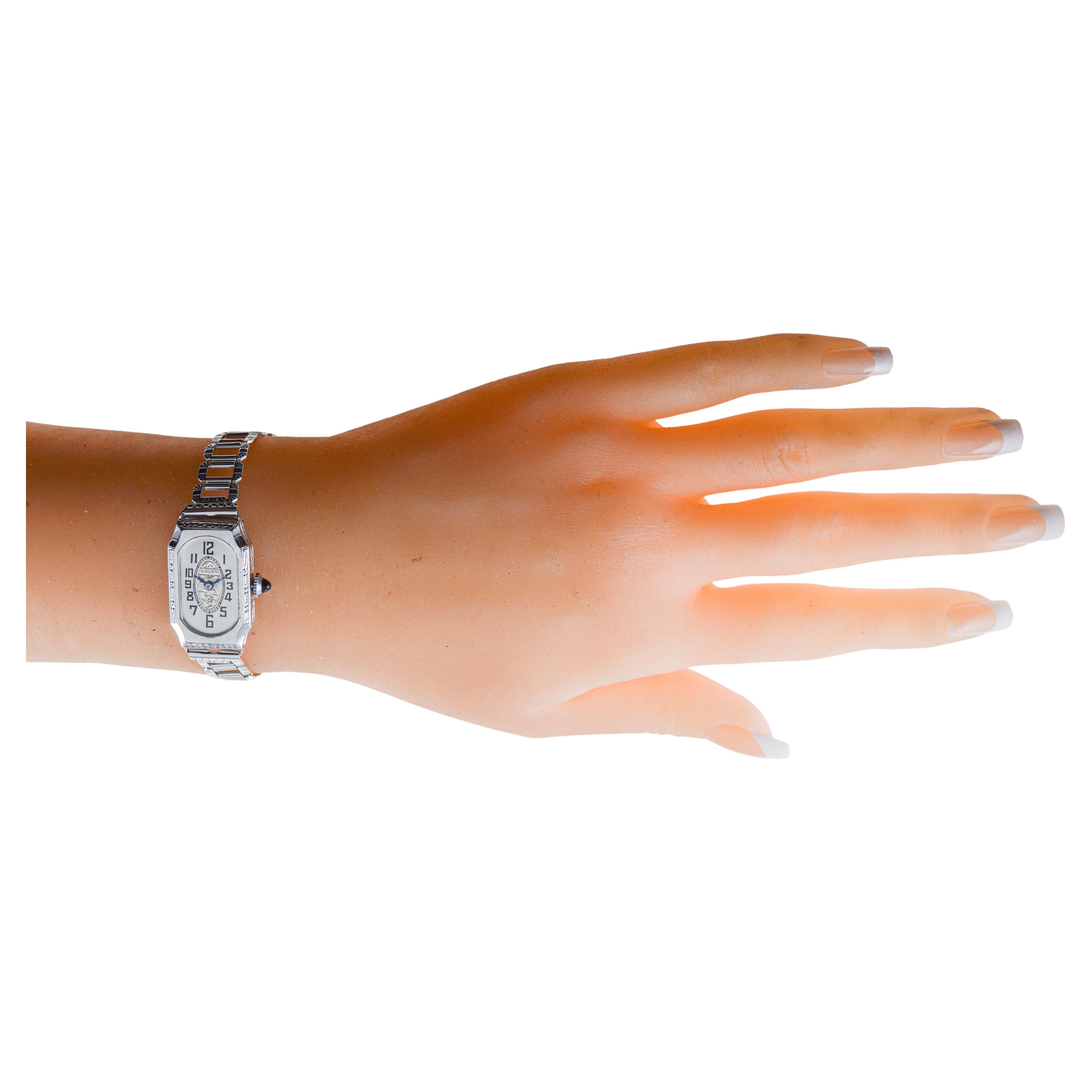 Gruen Goldgefüllte Damen-Art-déco-Uhr mit Original Zifferblatt und Armband 1930er Jahre im Angebot 7