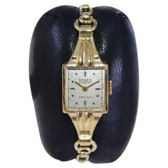 Gruen Gold gefüllt Rare Art Deco Damen Curvex Uhr mit Original-Armband