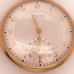 Gruen Open Face Veri-Thin 10 Karat Gold Filled Pocket Watch 15 Jewels