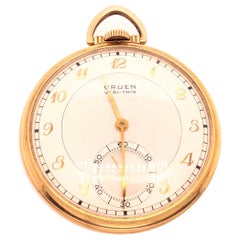 Gruen Open Face Veri-Thin 10 Karat Gold Filled Pocket Watch 15 Jewels