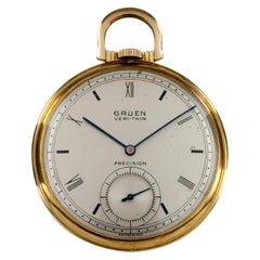 Antique Gruen Open Face Veri-Thin 10 Karat Gold Filled Pocket Watch 17 Jewels