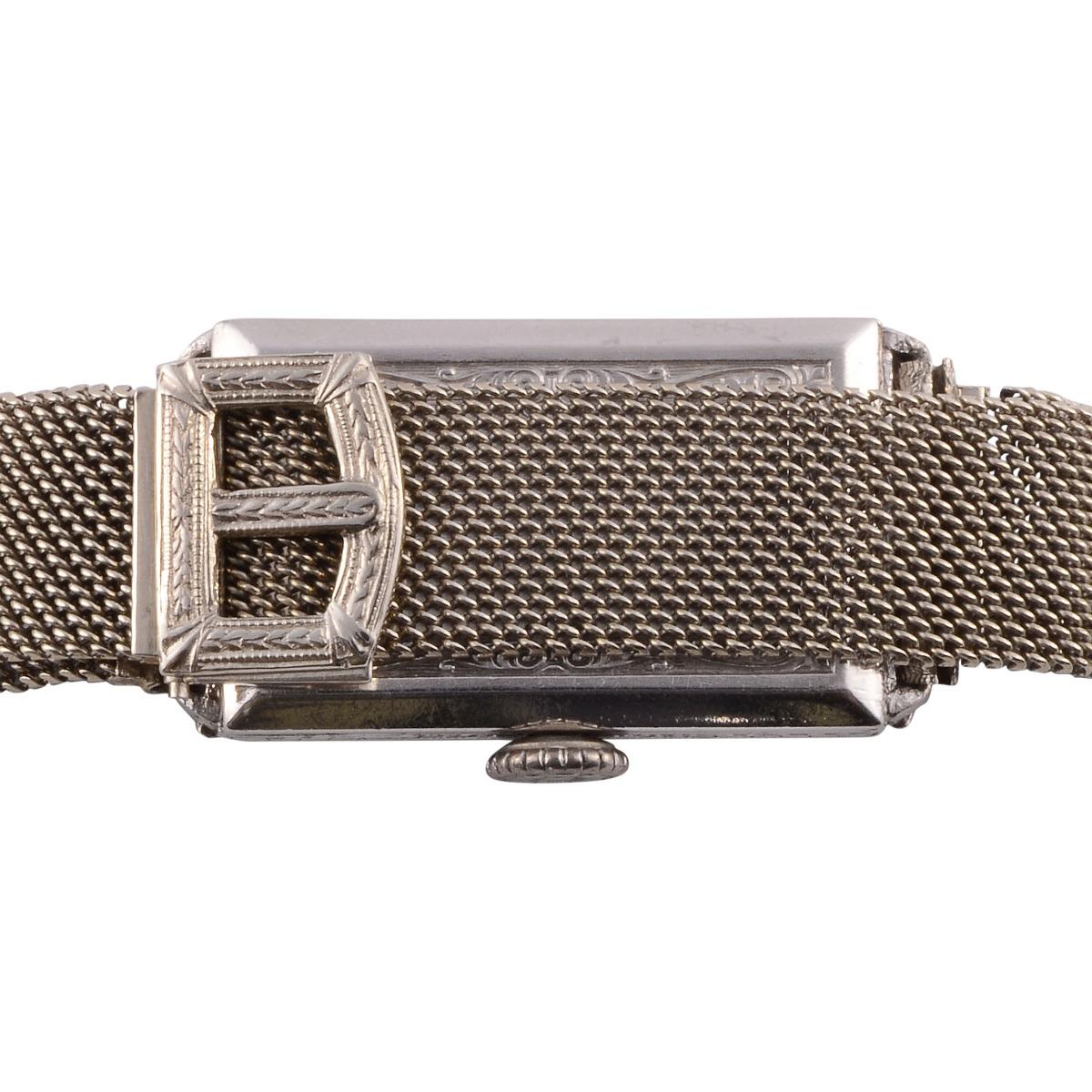 Gruen Platin-Armbanduhr mit Diamanten und Saphiren im Zustand „Gut“ im Angebot in Solvang, CA