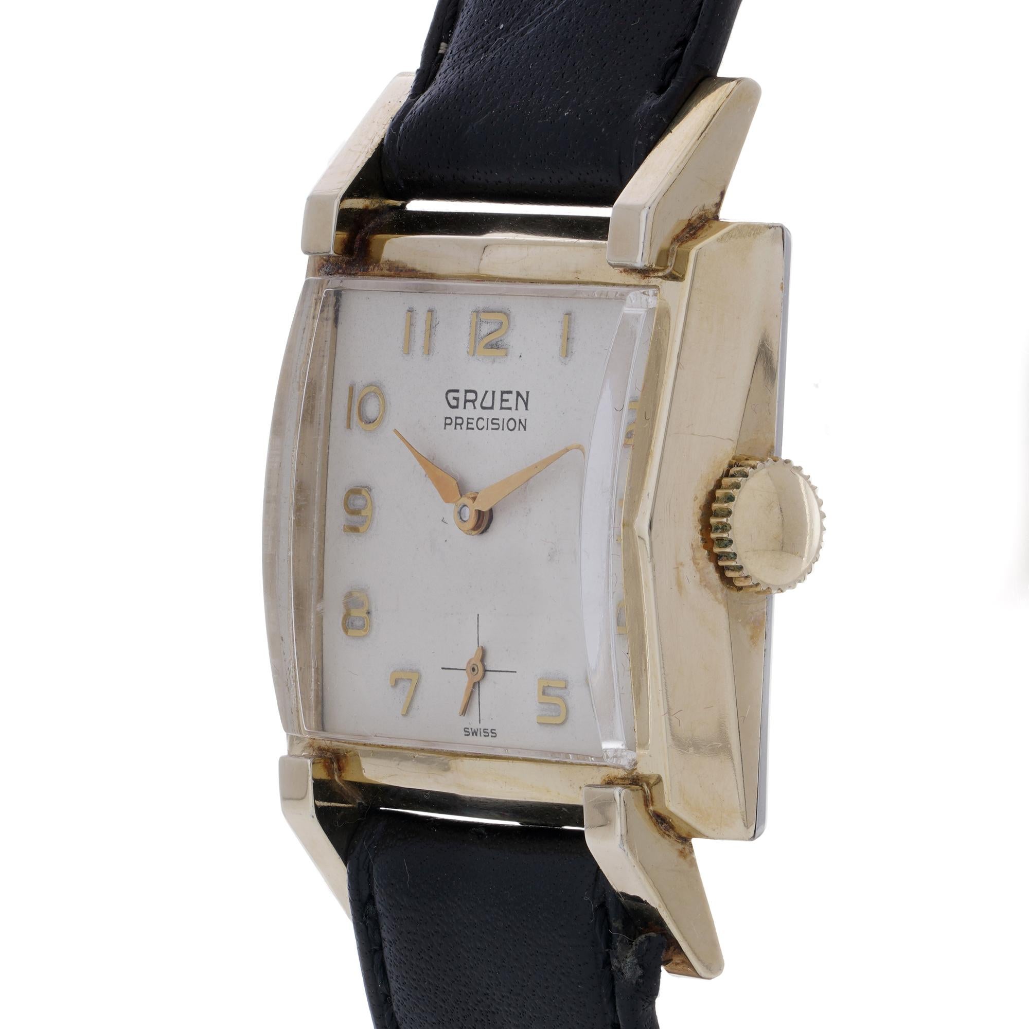 Women's or Men's Gruen Precision 9kt Gold Manual Wristwatch. For Sale