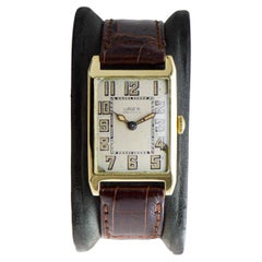 Gruen Rare 14Kt Art Deco Tank Style Watch with Original Dial from 1930 