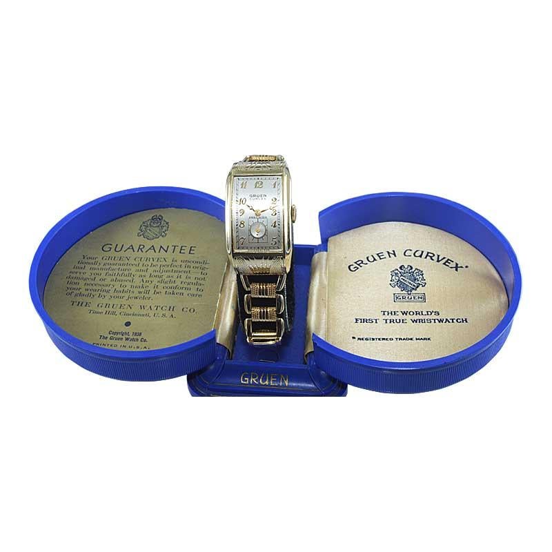 Gruen Ristside Driver's YGF Wristwatch Original Bracelet and Box, circa 1930s 5