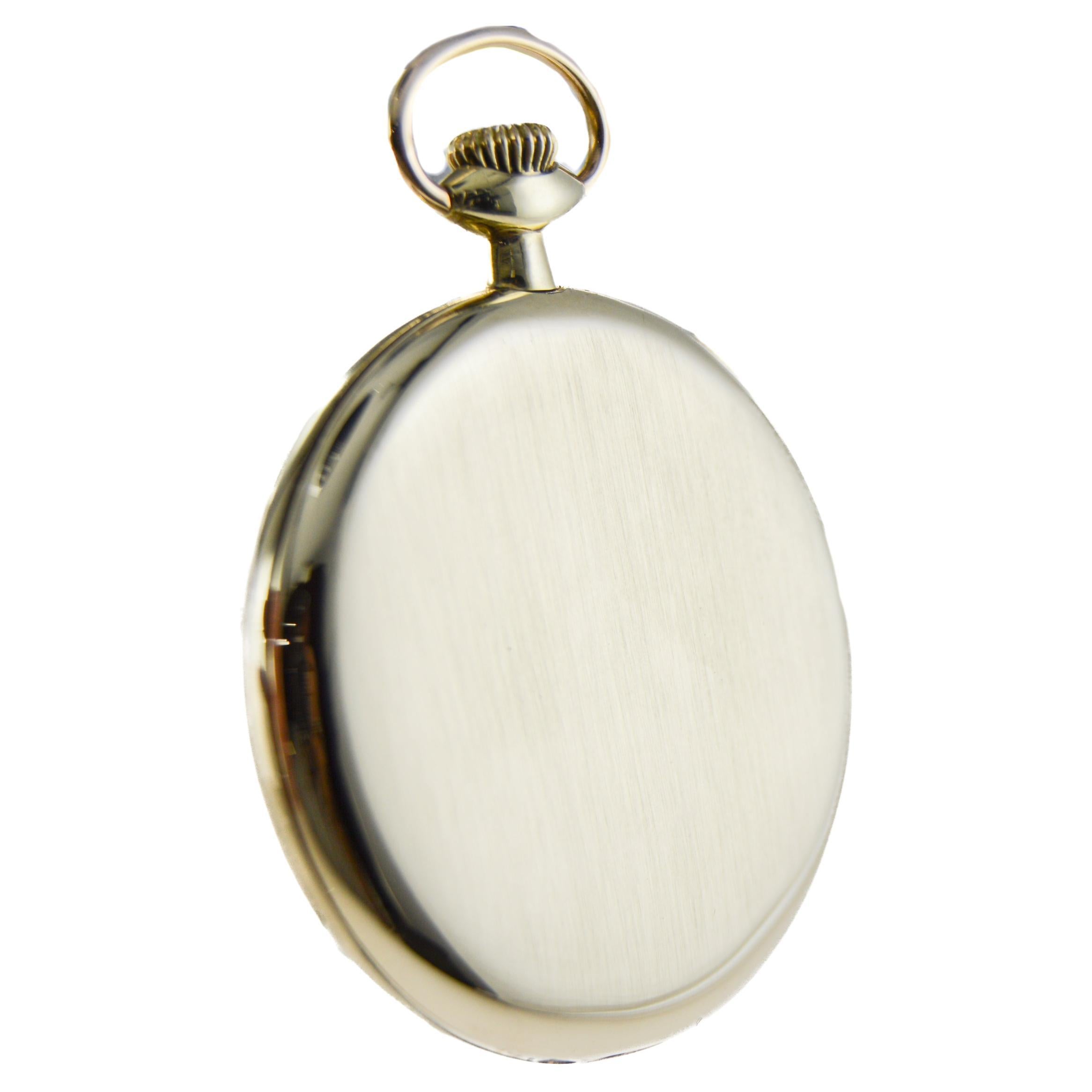 Gruen  Solid Yellow Gold Pocket Watch with Original Dial by Stern Freres 1920's For Sale 3