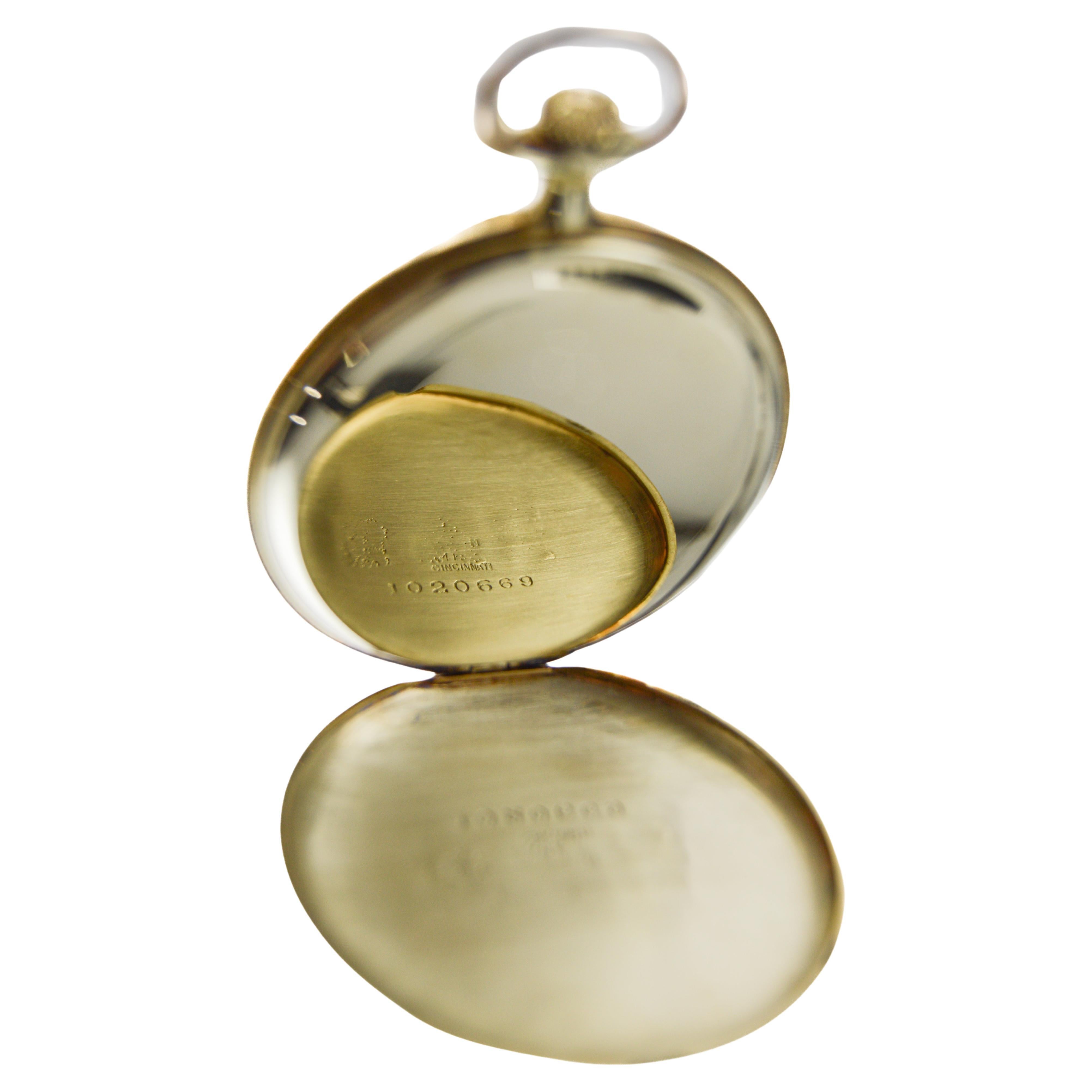 Gruen  Solid Yellow Gold Pocket Watch with Original Dial by Stern Freres 1920's For Sale 7